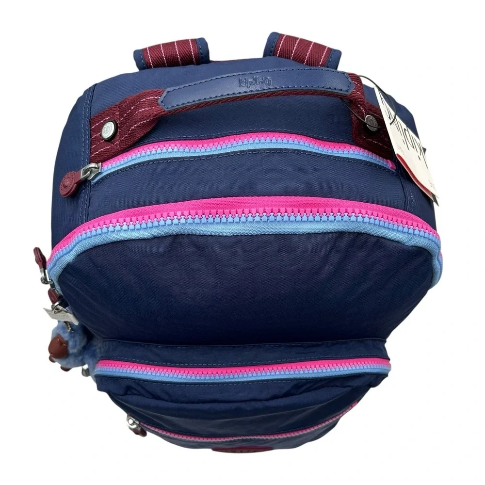 Kipling Womens Seoul Large Nylon Backpack Mod Navy Blue Pink 15